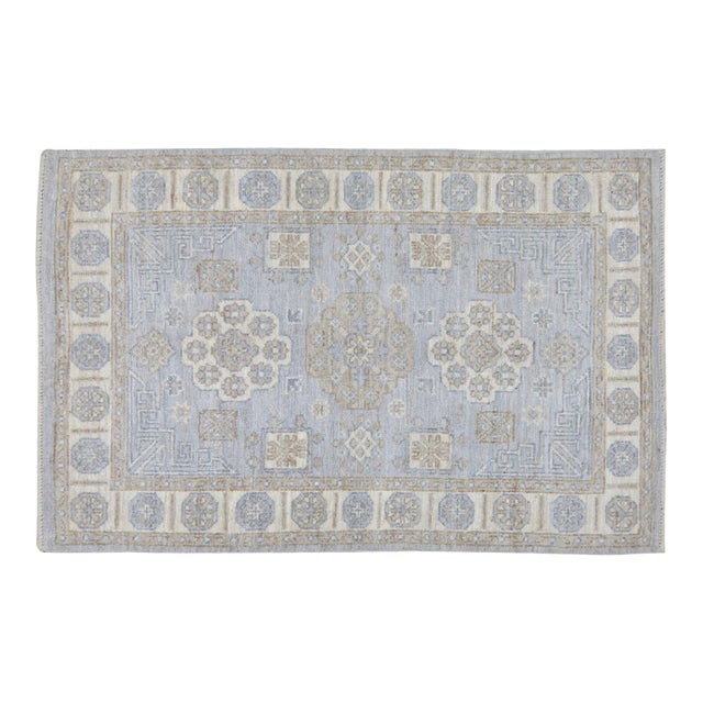 Turkish Oushak Hand Knotted Wool Rug, 5'1"x7' For Sale