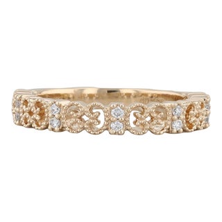 New Diamond Stackable Ring 14k Yellow Gold Wedding Band Women's Stacking Sz 6.25 For Sale