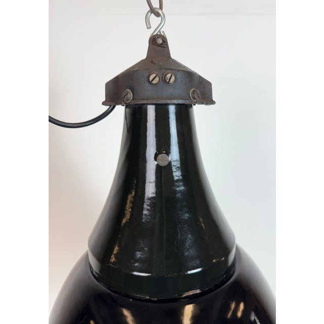 Bauhaus Industrial Bauhaus Pendant Lamp in Black Enamel, 1930s For Sale - Image 3 of 18