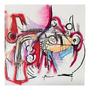 Original Abstract Painting by Erik Sulander, “The Surgeon”, 48x48 on Wood, Mixed-Media, With Nft. Signed M, Unframed.
