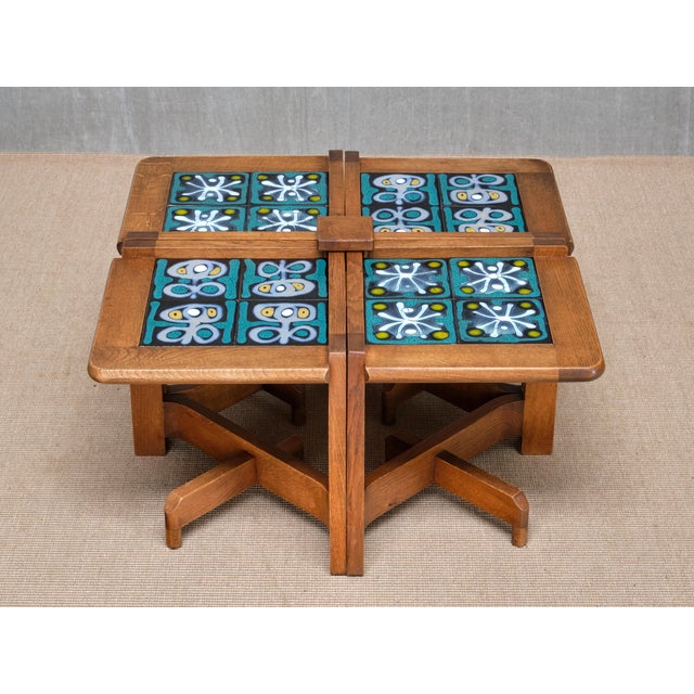 Mid-Century Modern Vintage Side Tables by Guillerme & Chambron for Votre Maison, 1950s, Set of 4 For Sale - Image 3 of 16