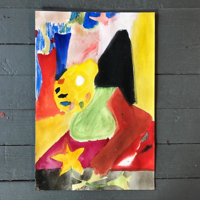 Vintage Original Abstract Watercolor Painting For Sale - Image 4 of 4