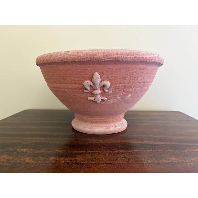 French Country Antonini Italian Terracotta Fleur-De-Lis Footed Planter For Sale - Image 3 of 10