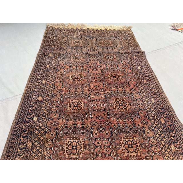 Vintage Afghan Turkmen Ersari Runner Rug With Tribal Bokhara Warm Brown and Terracotta Rug For Sale - Image 4 of 11