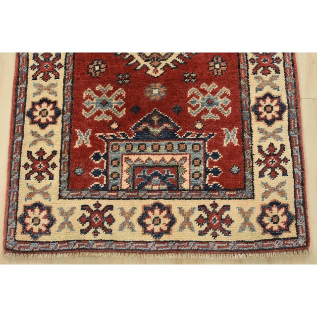 Textile Kazak Runner 2' X 5'9'' Red Wool Tribal Hand-Knotted Oriental Rug For Sale - Image 7 of 10