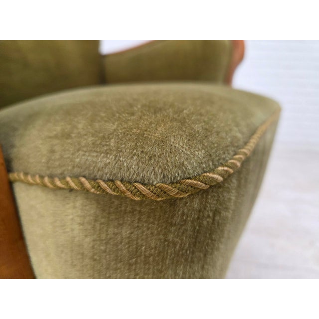 Danish Beech Armchair with Velour Upholstery, 1960s For Sale - Image 18 of 18