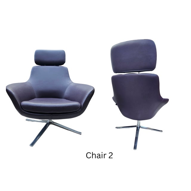 Mid-Century Modern Coalesse by Steelcase Leather Swivel Lounge Chairs - Pair For Sale - Image 3 of 10