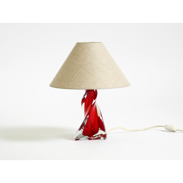 Mid-Century Modern Mid-Century Modern Table Lamp with Crystal Glass in Red and Transparent, 1960s For Sale - Image 3 of 18