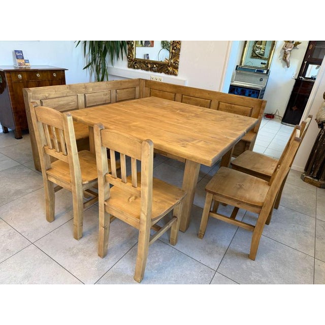 Farmhouse-Style Corner Bench Set in Spruce, Set of 5 For Sale - Image 3 of 14