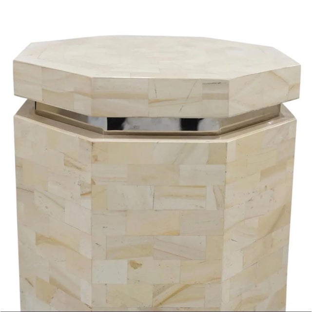 Ron Seff Octagonal Formed Tessellated Marble Pedestals - A Pair For Sale In Miami - Image 6 of 7