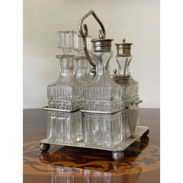 Crystal & Silver Condiment Set with Shield & Coat of Arms, Set of 7 For Sale - Image 5 of 9
