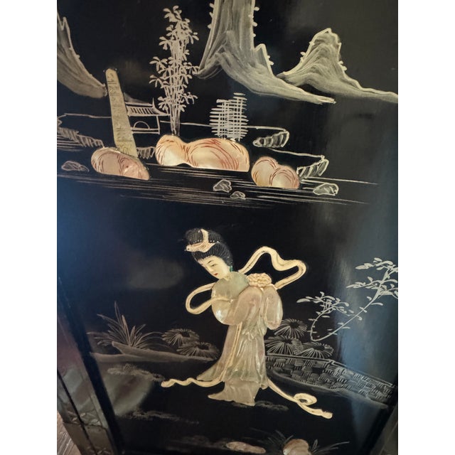 Wood Vintage Chinoiserie and Mother of Pearl Inlaid Chest For Sale - Image 7 of 8