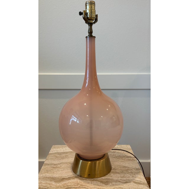 Mid-Century Italian Murano Style Blush Pink Opaline Glass Lamp For Sale - Image 13 of 18