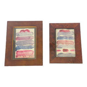 1970s Abstract Original Art Small Paintings Framed - Set of 2