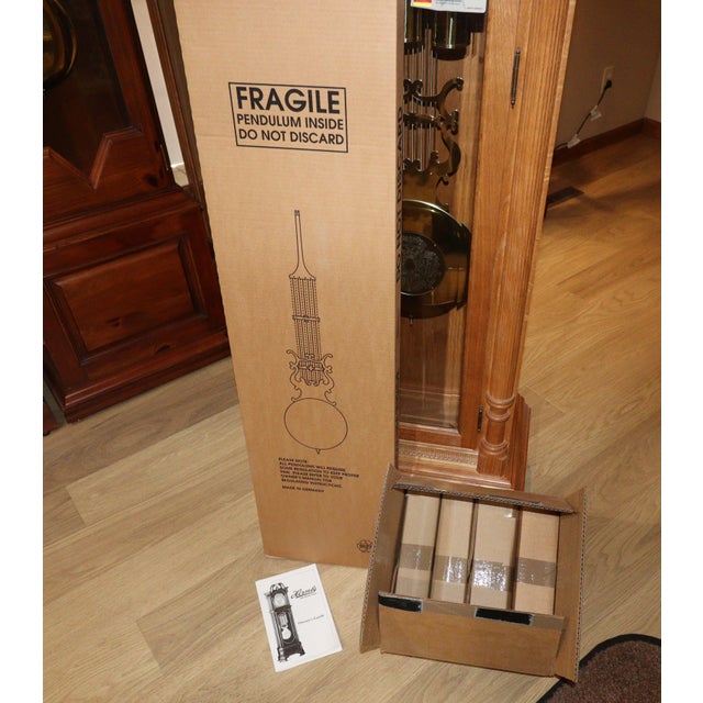 Hermle North America Red Oak Moonphase Grandfather Clock For Sale - Image 11 of 18