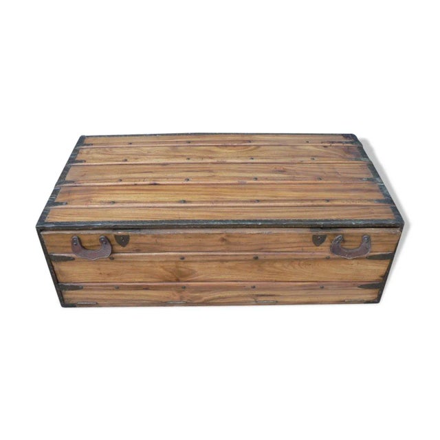 Antique Wooden Travel Trunk For Sale - Image 14 of 14
