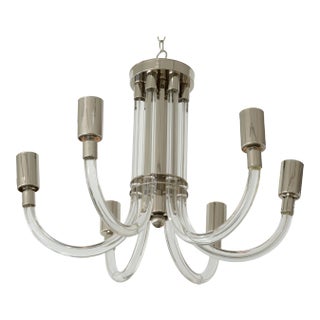 Charles Hollis Jones Chandelier Chrome Lucite 1970s For Sale