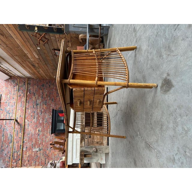 Blonde Rattan Desk, 1960s For Sale - Image 3 of 15