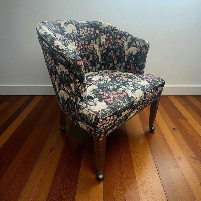 Add a touch of classic Southern craftsmanship to your space with this vintage St. Timothy Chair Co. barrel-back club...