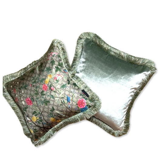 Vintage finds exclusively ours. Our vintage Gucci silk scarf pillows are sustainably sourced, locally made with a history...