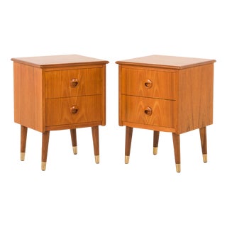 Mid-Century Danish Teak Nightstands, 1950s, Set of 2 For Sale