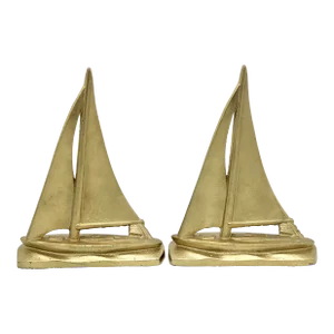 Vintage American Classic Brass Sailboat Bookends