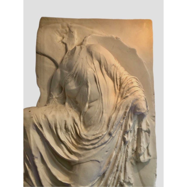 Traditional Vintage 1970’s Relief of Nike Adjusts Her Sandal 3 Dimensional Sculptural Wall Hanging For Sale - Image 3 of 12