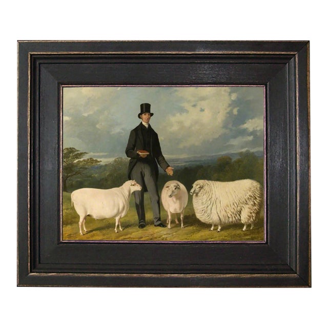 Three Sheep Framed Oil Painting Reproduction Print on Canvas For Sale