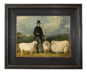 Three Sheep Framed Oil Painting Reproduction Print on Canvas