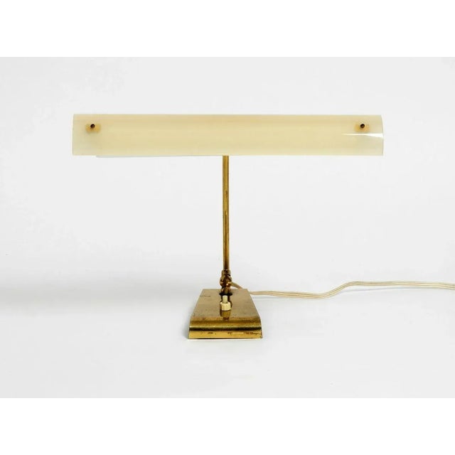 Metal Mid-Century Modern Brass Desk Lamp with Acrylic Glass Lampshade, 1950s For Sale - Image 7 of 18