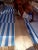 Handmade Cotton Rug, Sky Blue and White Natural Vegetable Dyed Up Down Striped Dhurrie- 6'x9' For Sale - Image 11 of 11