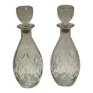 Vintage Illinois Glass Co. Cut Liquor Decanter - Pair