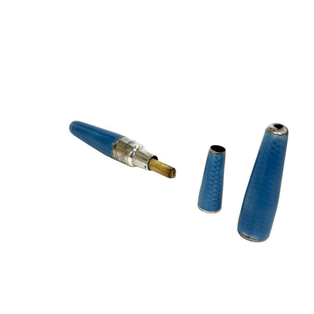 Metal Art Deco German Silver Enamel and Guilloche Cigarette Holder, 1910 For Sale - Image 7 of 12