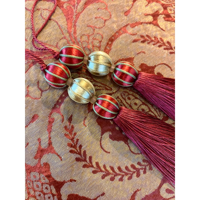 Satin Beaded Key Tassel in Red & Gold For Sale - Image 9 of 15