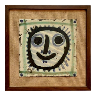 1956 Pablo Picasso Ceramic Madoura Tile Mask Ramie 311 For Sale