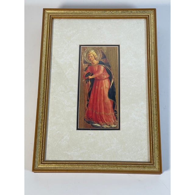 Vintage Chromolithograph of a Rafaelite Angel in Renaissance Red gold robe.