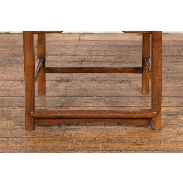 Brown Antique Wooden Chair with Slightly Arched Back For Sale - Image 8 of 12