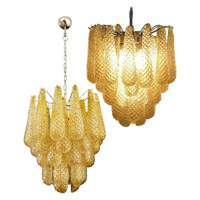1990s Italian Amber Crystal Chandeliers, Murano, Set of 2 For Sale - Image 5 of 18