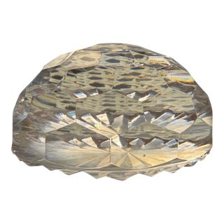 Vintage Faceted Crystal Glass Paperweight For Sale