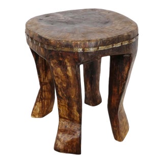 Antique Naga Indian Rustic Wood Stool For Sale