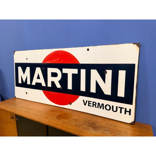 1960s Vintage Martini Vermouth Sign in Enameled Metal, 1960s For Sale - Image 5 of 8