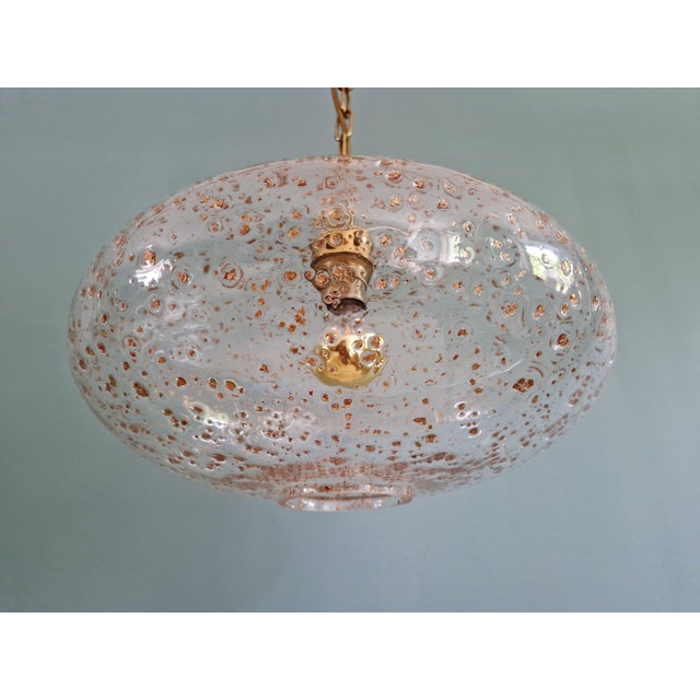 Mid-Century Modern Large Vintage Pendant Light in Clear Glass Inlaid with Gold Glitter, Germany, 1970 For Sale - Image 3 of 12