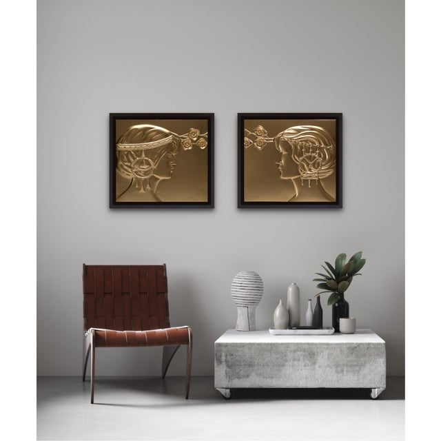 Set of two Secessionist reliefs with female profiles, created in the style of Georg Klimt (1867–1931). GEORG KLIMT Georg...