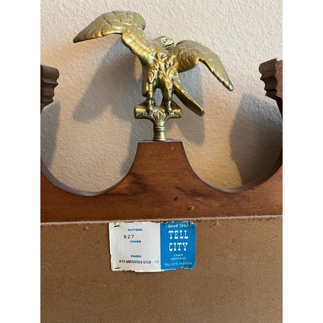 Mid 20th Century Wood Mirror With Brass American Eagle by Tell City For Sale In West Palm - Image 6 of 7