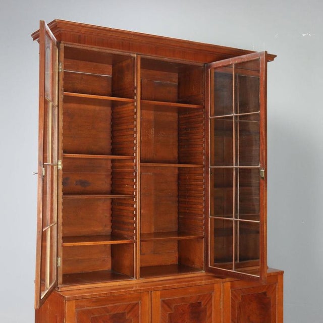 Mahogany Bookcase with Blown Glass, England, 1900s For Sale - Image 3 of 14