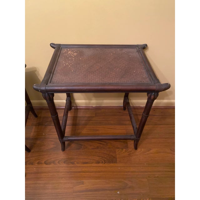 1980s Set of 3 Pagoda Style Bamboo Nesting Tables For Sale - Image 10 of 10