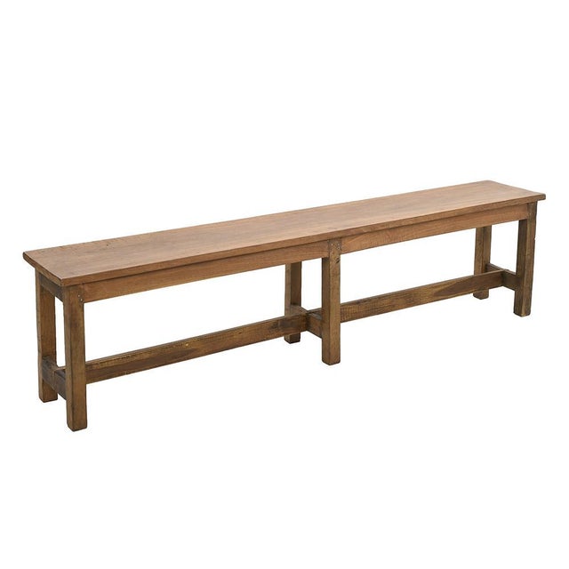 Vintage Large Wooden Bench For Sale - Image 4 of 4