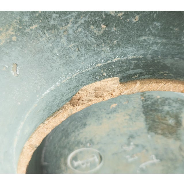 Green Aesthetic Movement Art Pottery Vase With Lizard, Restored For Sale - Image 12 of 13