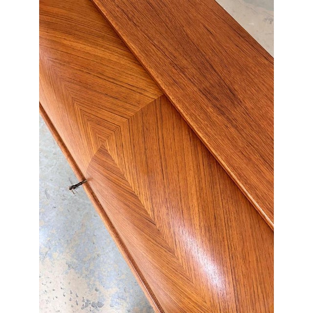Teak Semi-Circular Secretary Desk with Lock, Denmark, 1950s For Sale - Image 4 of 11