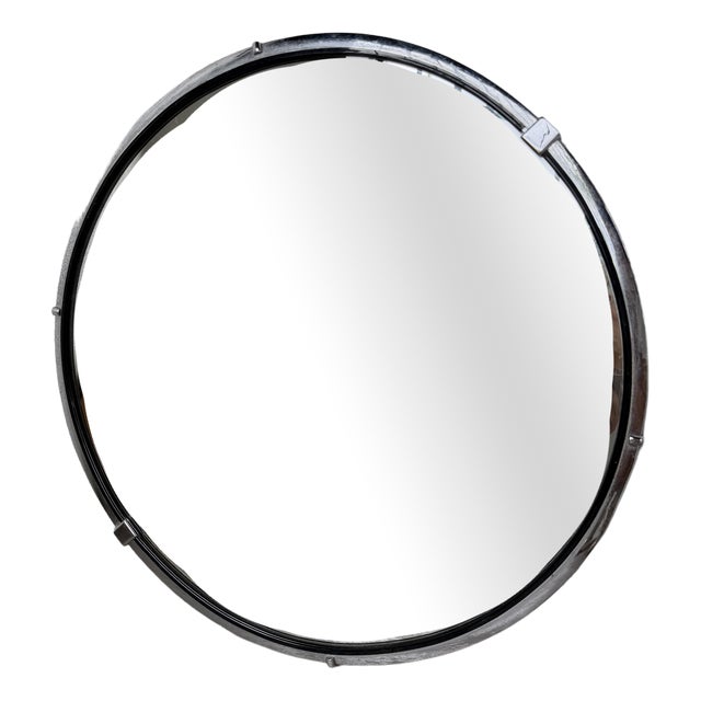 Vintage Round Metal Mirror, 1970s For Sale